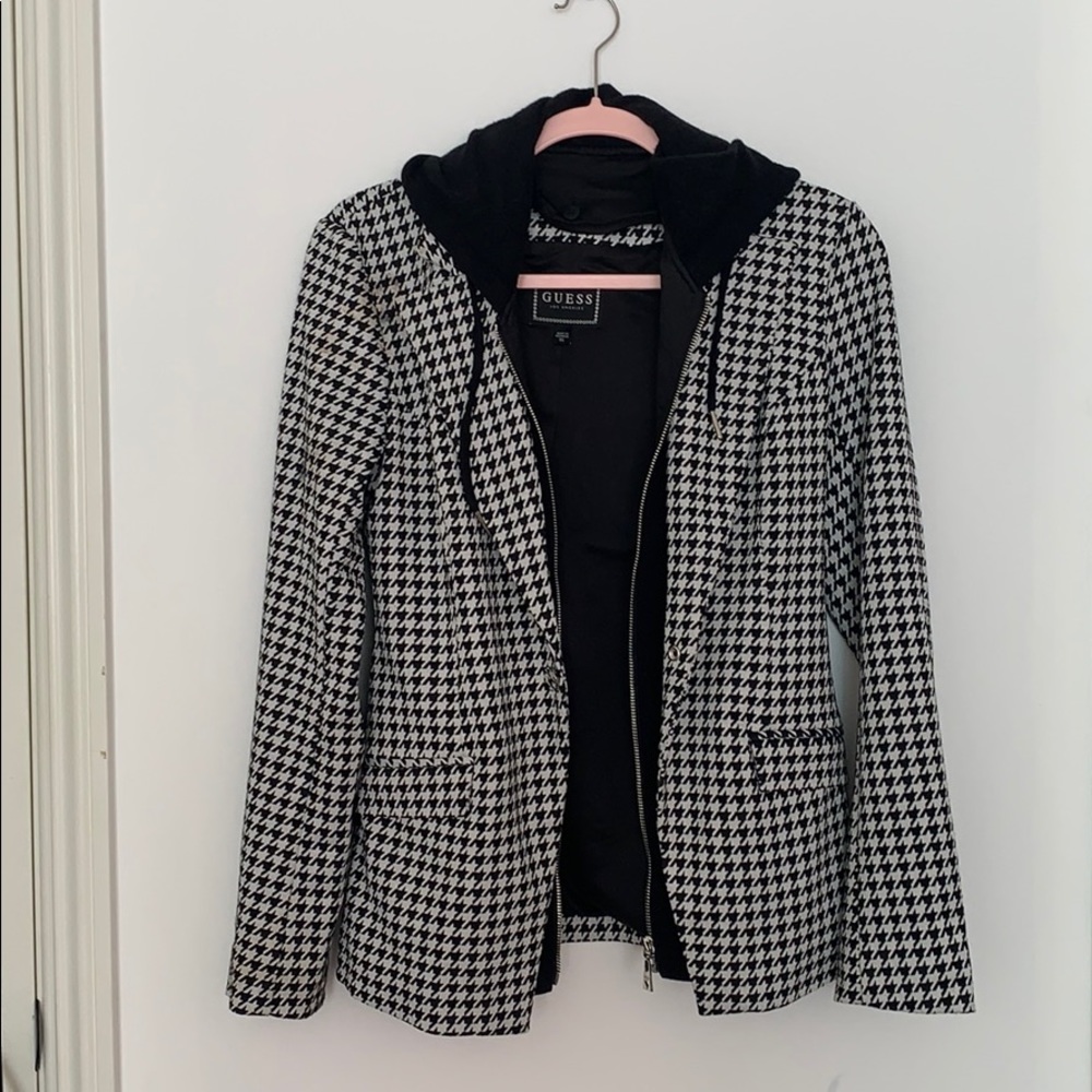 Guess Houndstooth Hoddie Blazer XS NWOT